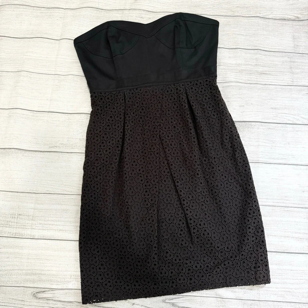 Laundry by Shelli Segal Black Strapless Eyelet Dress